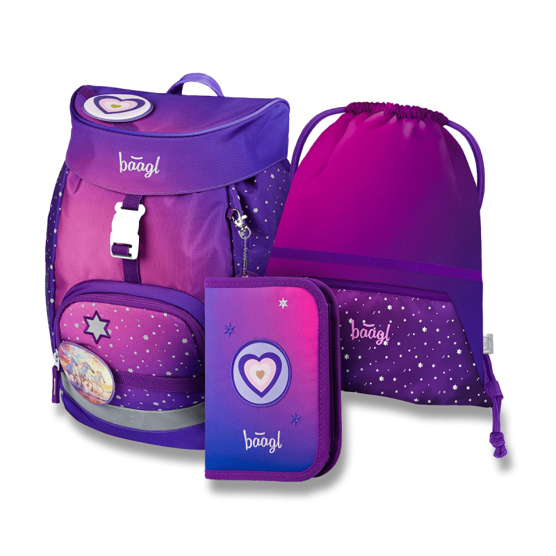 BAAGL SET 3 AIRY Koně srdce: batoh, penál, sáček  Presco Group