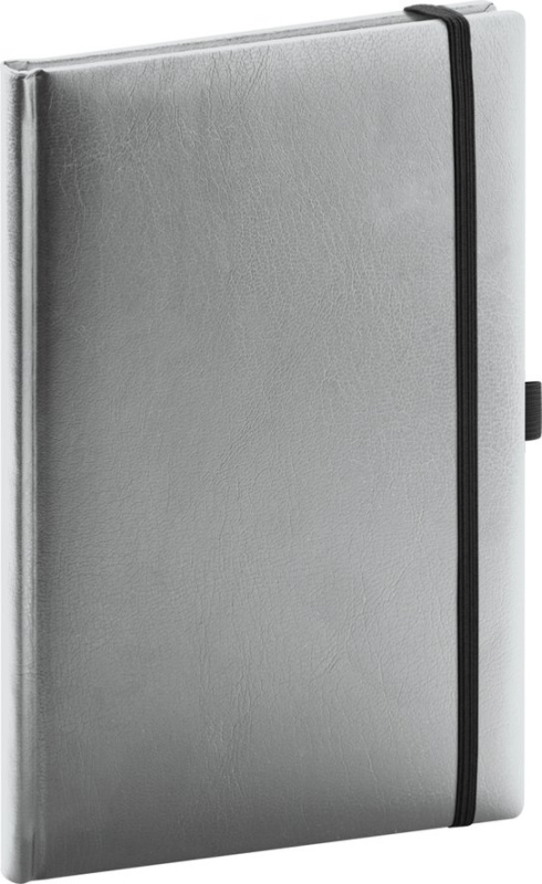 NOTIQUE Notes Balacron, stříbrný, linkovaný, 15 x 21 cm
