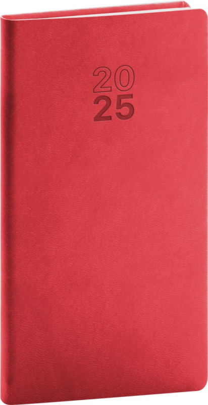 NOTIQUE Vreckový diár Aprint 2025 - červený (horizontálny)