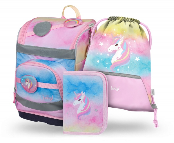 BAAGL SET 3 Zippy plus Rainbow Unicorn: aktovka, penál, sáček  Presco Group