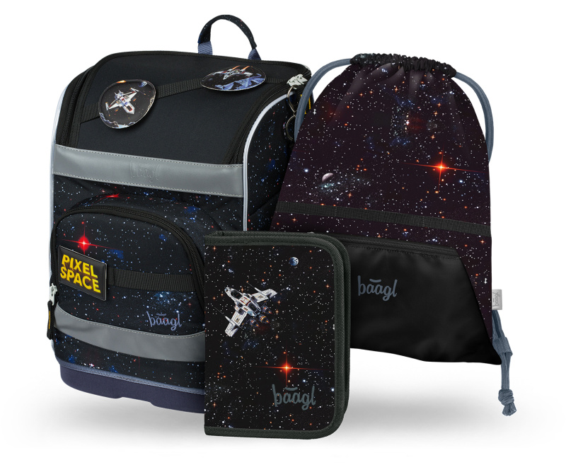 BAAGL SET 3 Zippy plus Pixel Space: aktovka, penál, sáček  Presco Group
