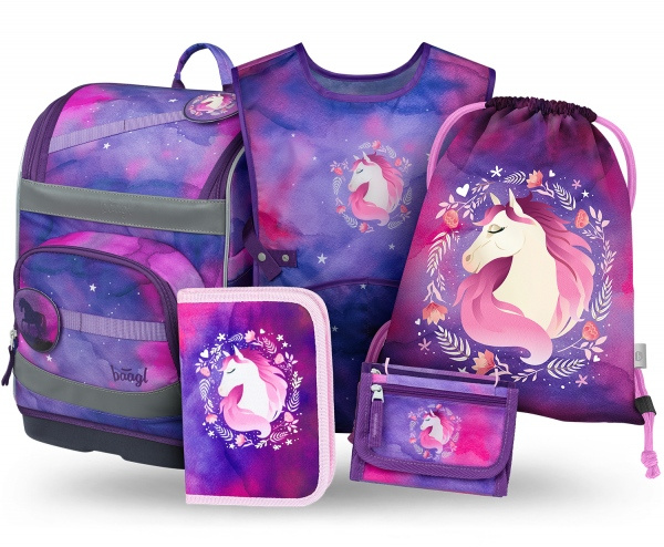 BAAGL SET 5 Zippy Plus Kůň: aktovka, penál, sáček, zástěra, peněženka  Presco Group