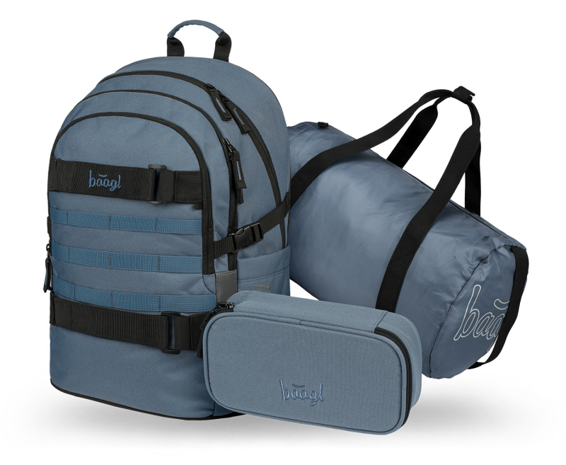 Set školních tašek Skate Dust Blue: batoh, penál, sportovní taška