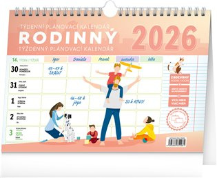 Notique týdenní rodinný plánovací kalendář s háčkem 2026