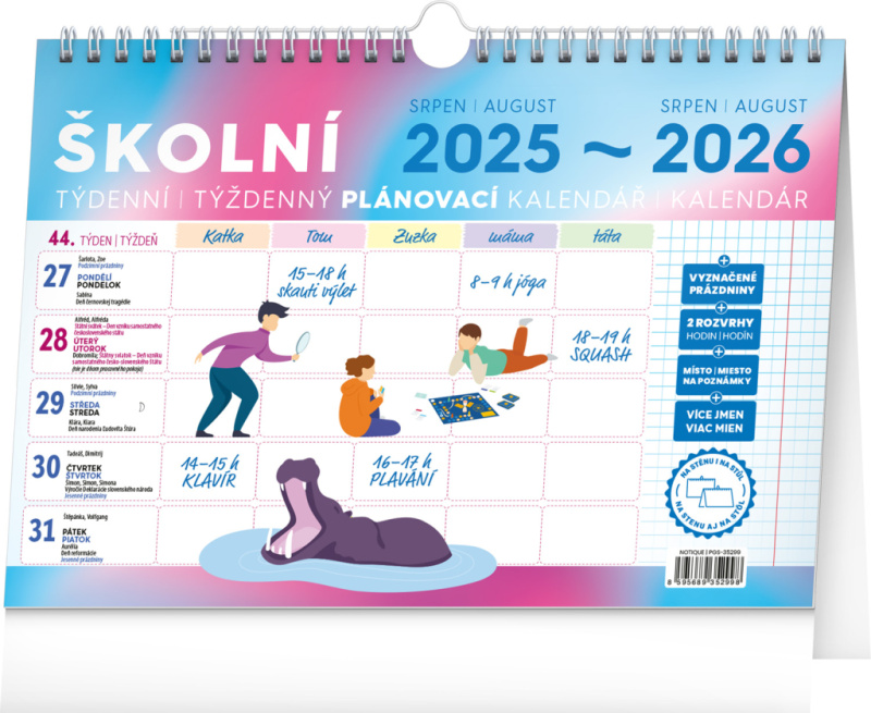 Školní plánovací kalendář s háčkem 2026