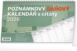 Poznámkový daňový s citáty 2026 - stolní pracovní kalendář