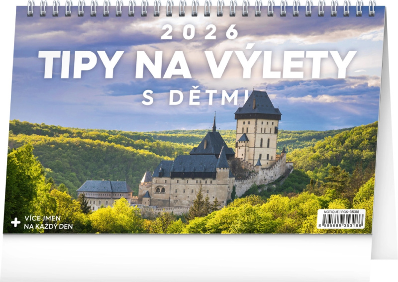 NOTIQUE Stolní kalendář Tipy na výlety s dětmi 2026