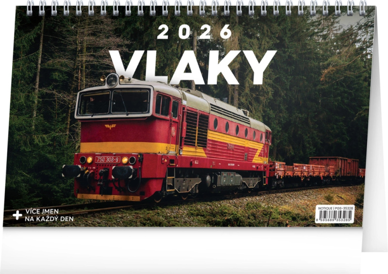 NOTIQUE Stolní kalendář Vlaky 2026