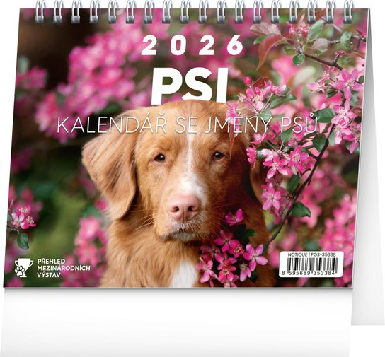 Stolní kalendář Psi s jmény psů 2026