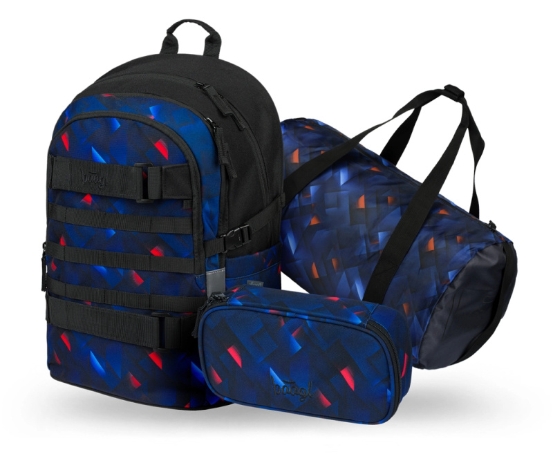 BAAGL set batoh, penál a sportovní taška Skate Indigo
