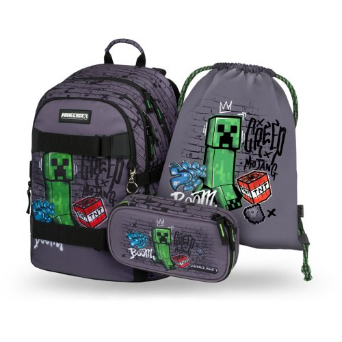 Sada 3 Skate Baagl Minecraft TNT: Batoh, Penál, Sáček