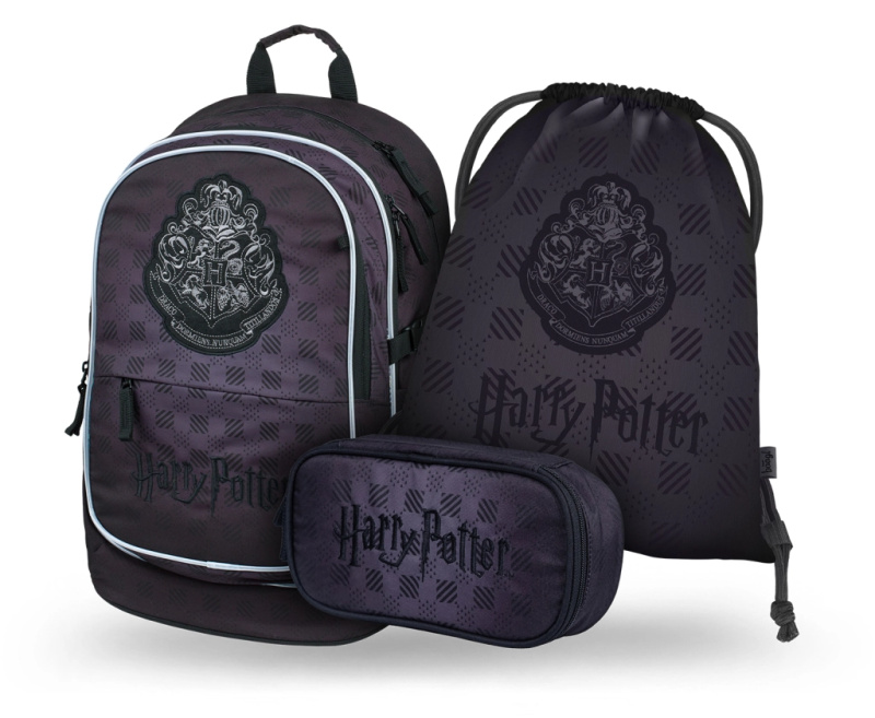 Školní set BAAGL HARRY POTTER Bradavice černý – batoh, penál a sáček