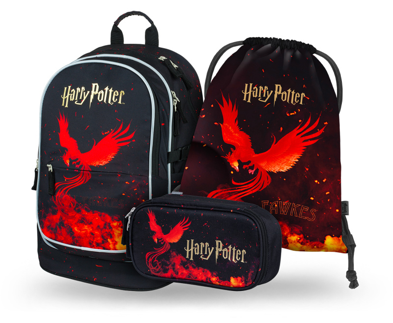 Školní set 3 ks Harry Potter Fénix – batoh, penál a sáček