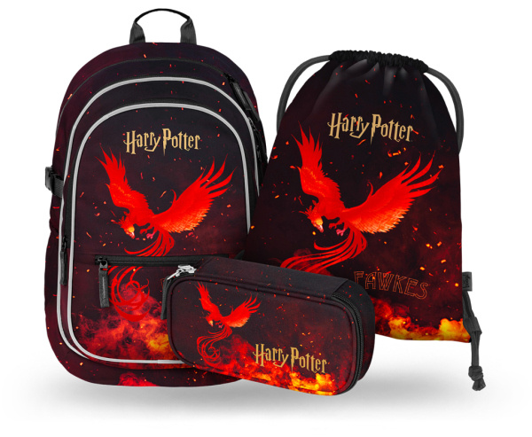 Školní set 3 ks Harry Potter Fénix – batoh, penál a sáček
