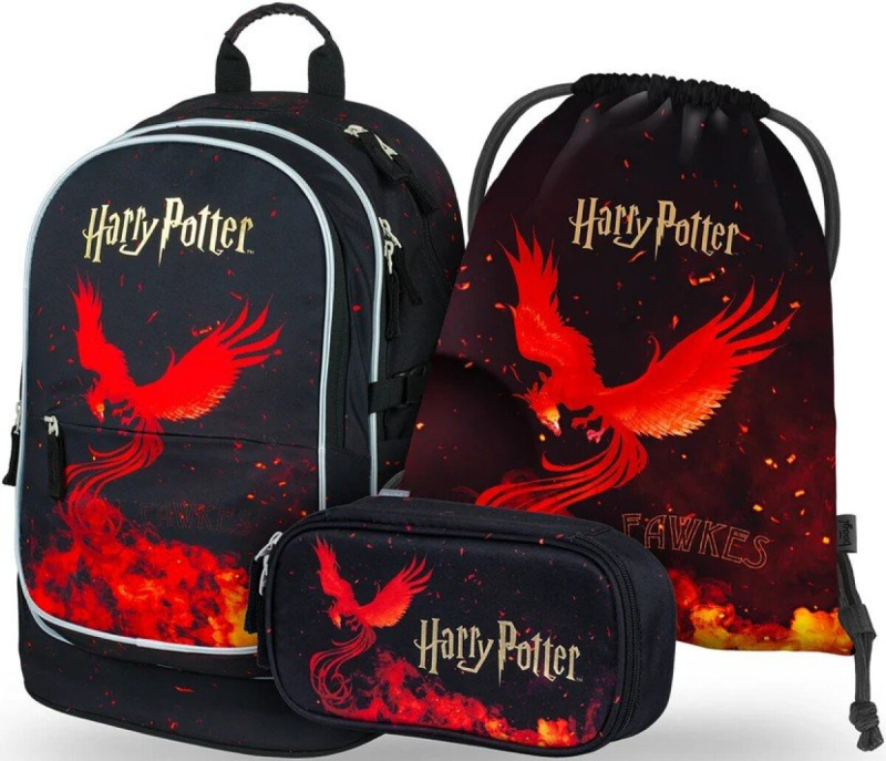 Školní set 3 ks Harry Potter Fénix – batoh, penál a sáček