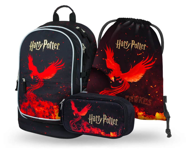 Školní set 3 ks Harry Potter Fénix – batoh, penál a sáček