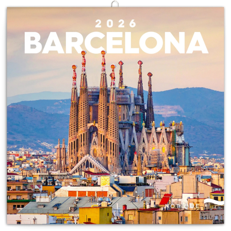 Poznámkový kalendář Barcelona 2026, 30 x 30 cm