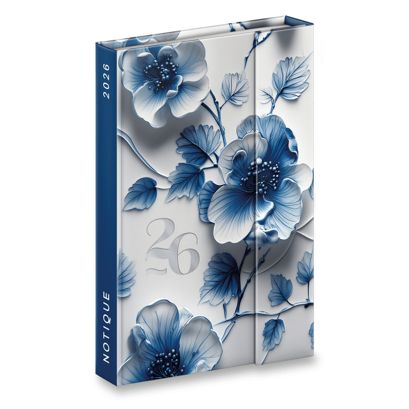 Presco Notique 2026 - magnetický diář - Porcelánový květ