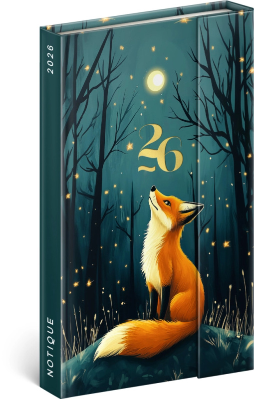 Notique Týdenní Magnetický Diář Liška 2026, 13 x 21 cm