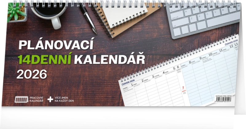 Plánovací 14denní 2026 - stolní obrázkový kalendář