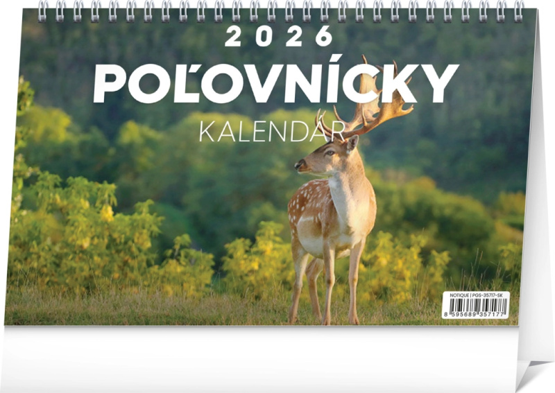 NOTIQUE Stolový Poľovnícky kalendár 2026 (riadkový)