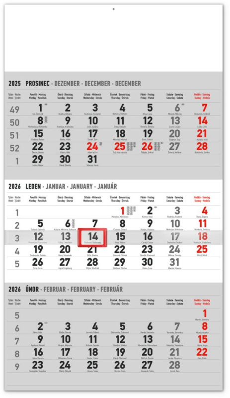 Notique nástěnný kalendář na rok 2026