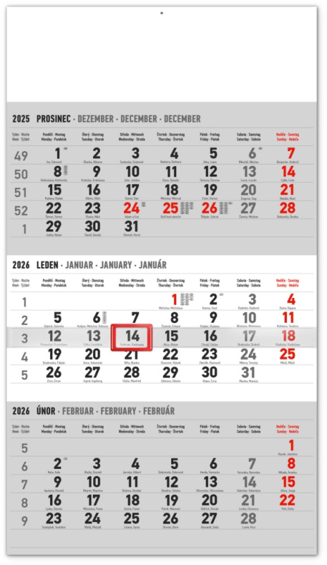 Notique nástěnný kalendář na rok 2026
