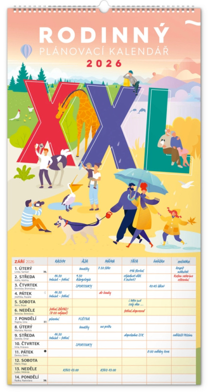 Nástěnný plánovací kalendář Rodinný XXL 2026