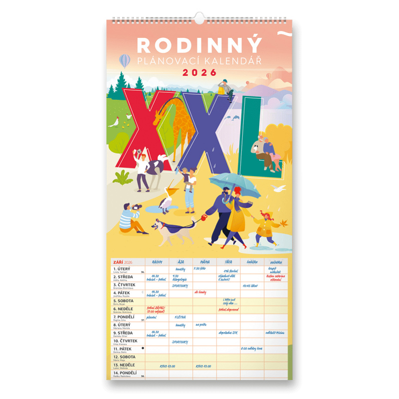 Nástěnný plánovací kalendář Rodinný XXL 2026