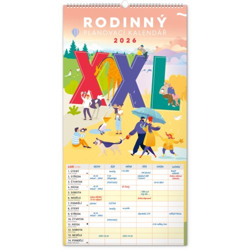 Nástěnný plánovací kalendář Rodinný XXL 2026