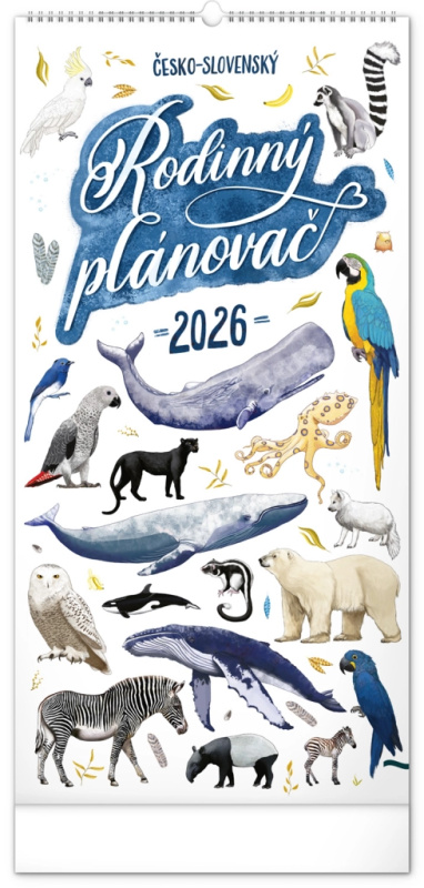 Nástěnný kalendář Rodinný plánovací 2026 s ilustracemi Animalium