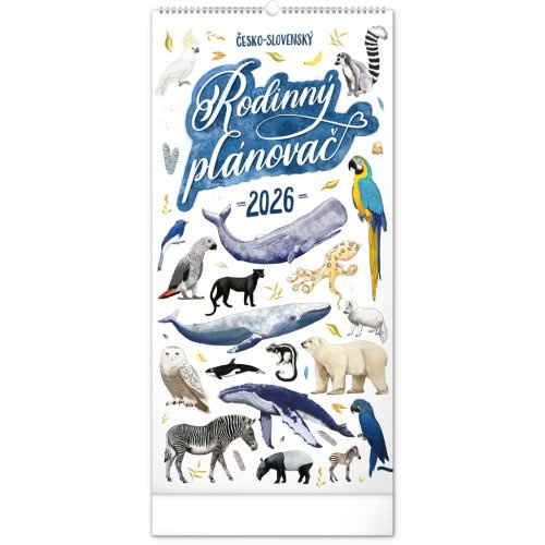 Nástěnný kalendář Rodinný plánovací 2026 s ilustracemi Animalium