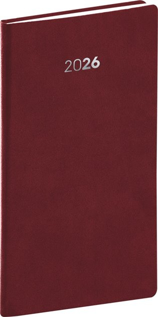 NOTIQUE Vreckový diár Balakon 2026, bordový, 9 x 15,5 cm