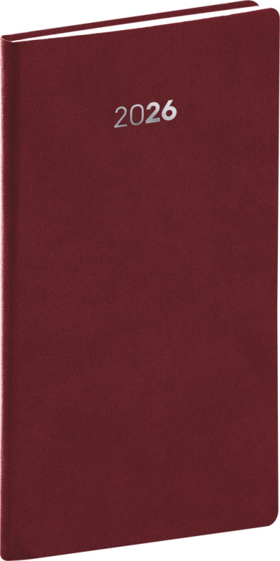 NOTIQUE Vreckový diár Balakon 2026, bordový, 9 x 15,5 cm