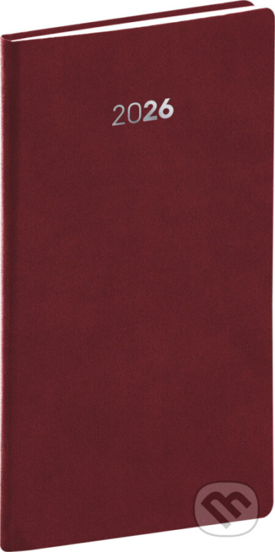 NOTIQUE Vreckový diár Balakon 2026, bordový, 9 x 15,5 cm