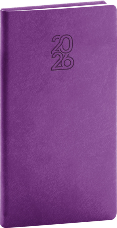 NOTIQUE Kapesní diář Aprint 2026, fialový, 9 x 15,5 cm Presco Group