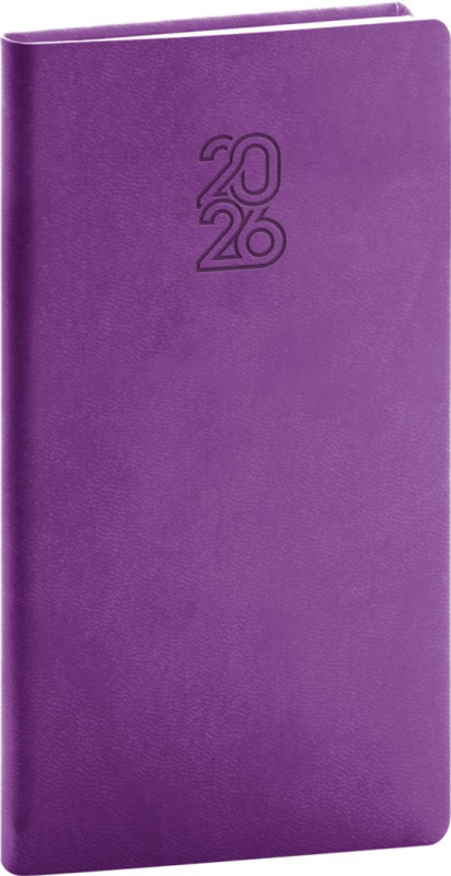 NOTIQUE Kapesní diář Aprint 2026, fialový, 9 x 15,5 cm Presco Group