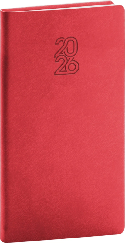 NOTIQUE Kapesní diář Aprint 2026, červený, 9 x 15,5 cm Presco Group