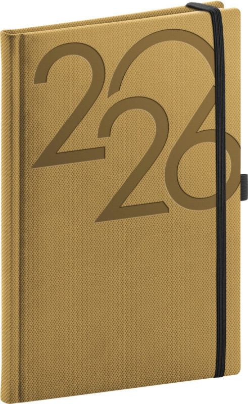 NOTIQUE Týdenní diář Ajax 2026, zlatý, 15 x 21 cm Presco Group