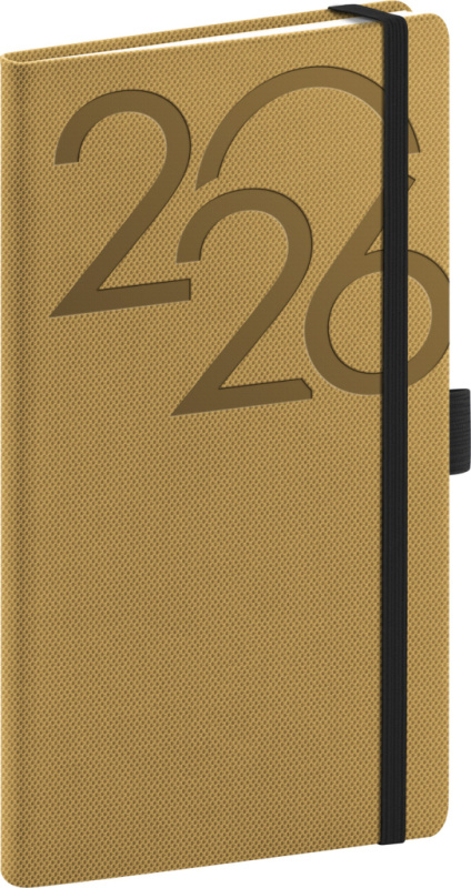 NOTIQUE Kapesní diář Ajax 2026, zlatý, 9 x 15,5 cm Presco Group
