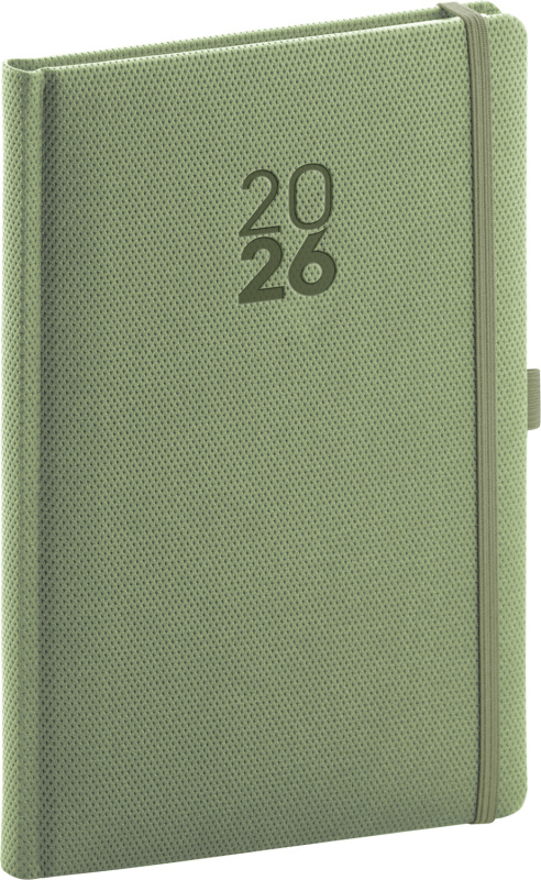 NOTIQUE Týdenní diář Diamante 2026, olivový, 15 x 21 cm Presco Group