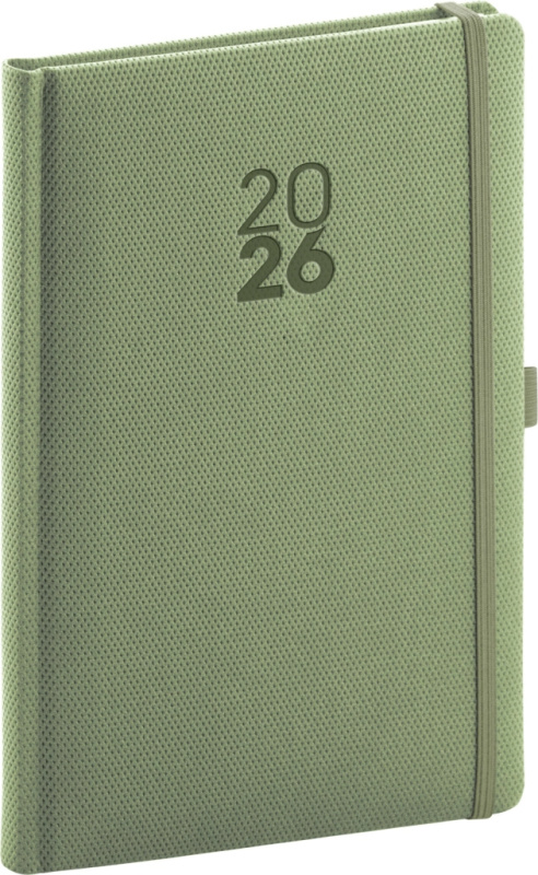NOTIQUE Týdenní diář Diamante 2026, olivový, 15 x 21 cm Presco Group