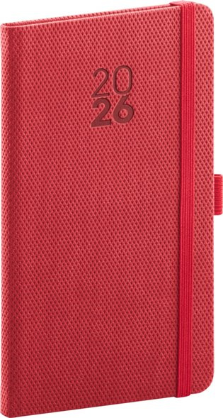 NOTIQUE Kapesní diář Diamante 2026, červený, 9 x 15,5 cm Presco Group