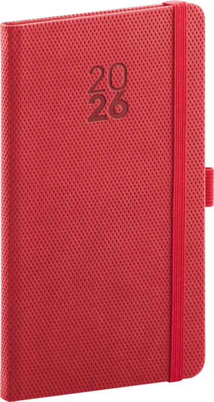 NOTIQUE Kapesní diář Diamante 2026, červený, 9 x 15,5 cm Presco Group