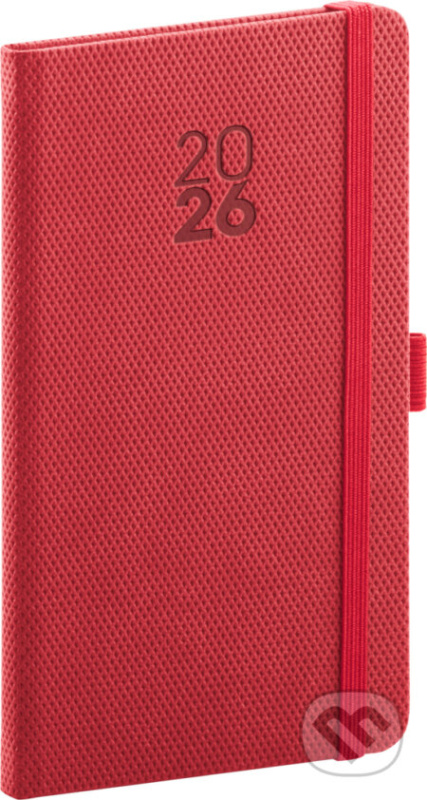 NOTIQUE Kapesní diář Diamante 2026, červený, 9 x 15,5 cm Presco Group