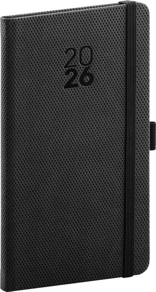 NOTIQUE Kapesní diář Diamante 2026, černý, 9 x 15,5 cm Presco Group