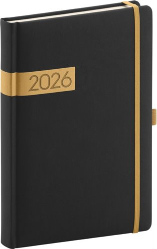 Denní diář Twill černo-zlatý 2026