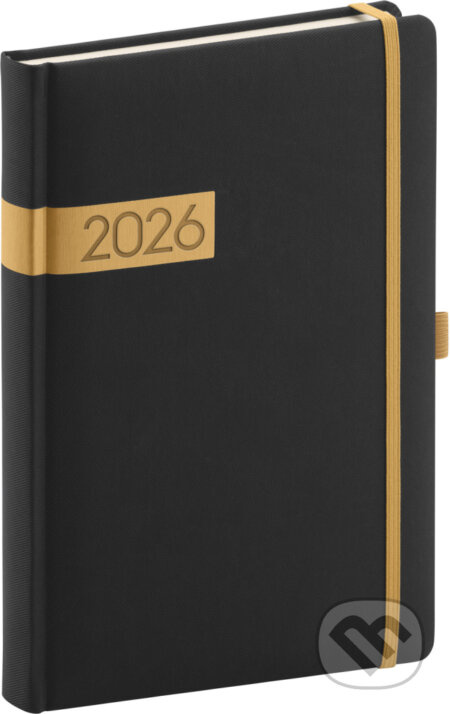 Denní diář Twill černo-zlatý 2026