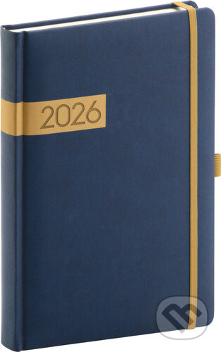 Denní diář Twill modro-zlatý 2026