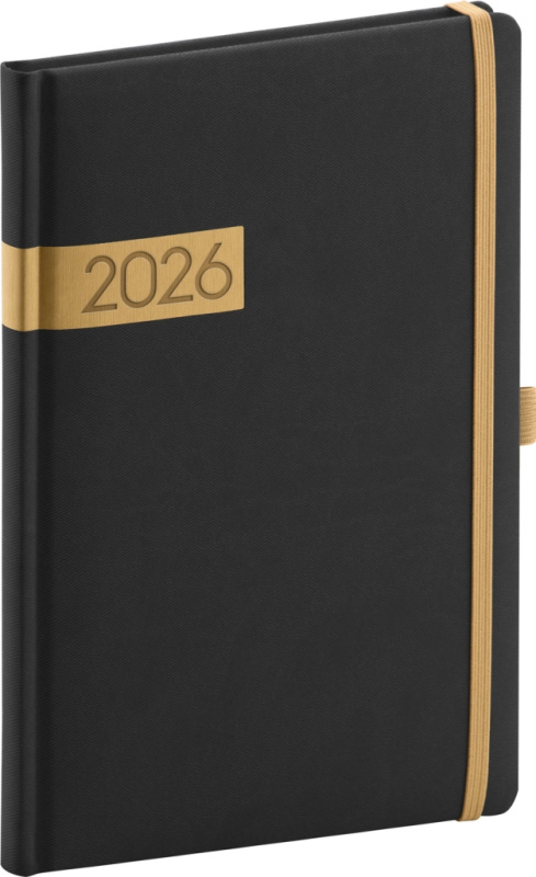 NOTIQUE Týdenní diář Twill 2026, černo-zlatý, 15 x 21 cm Presco Group